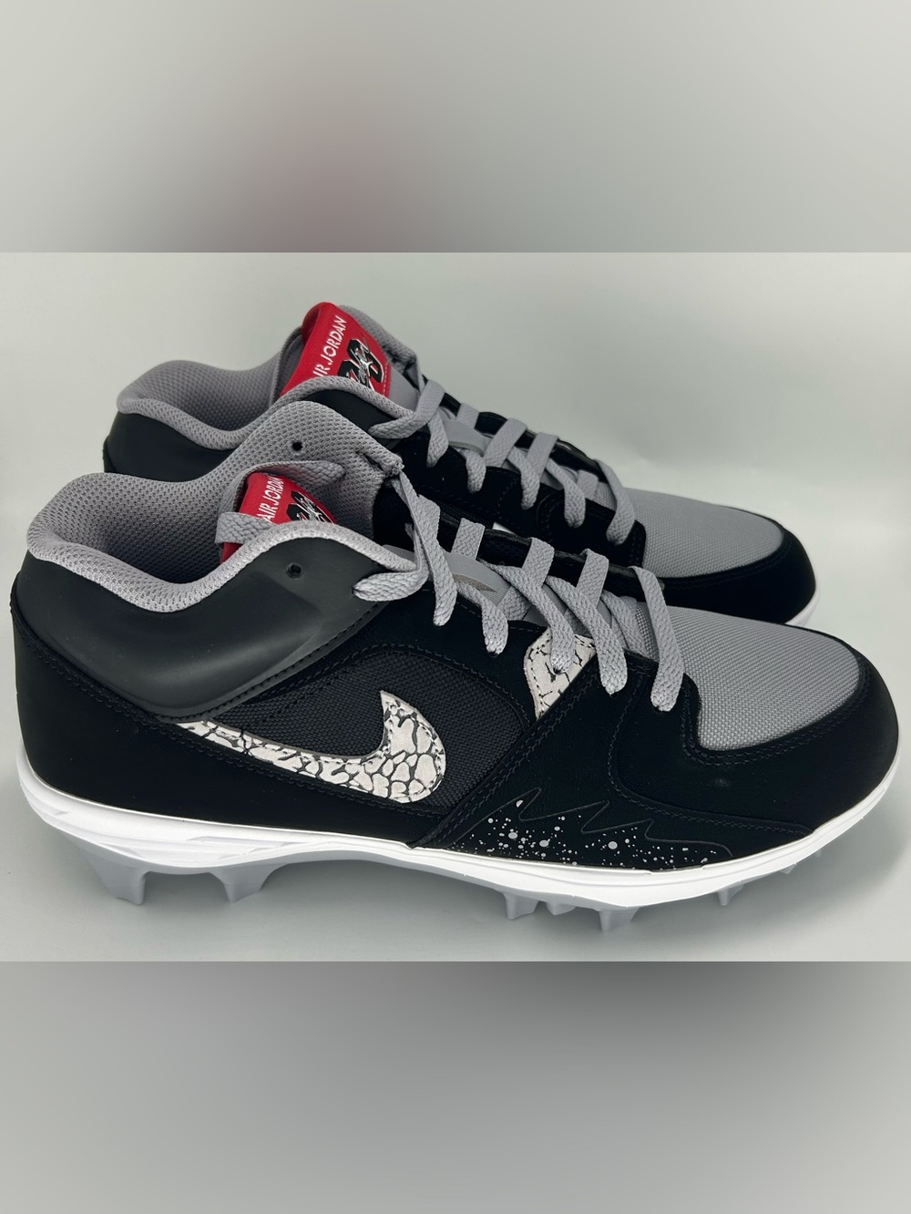 New Nike Air Jordan Stadium 90 TD Black Cement Men’s Football Cleat HQ0210-060